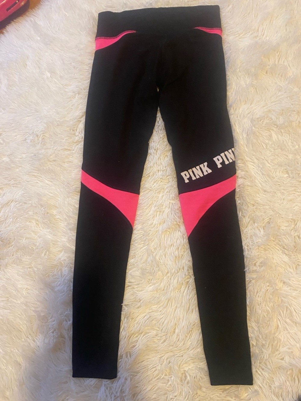 PINK Logo Black Leggings with Pink Accents